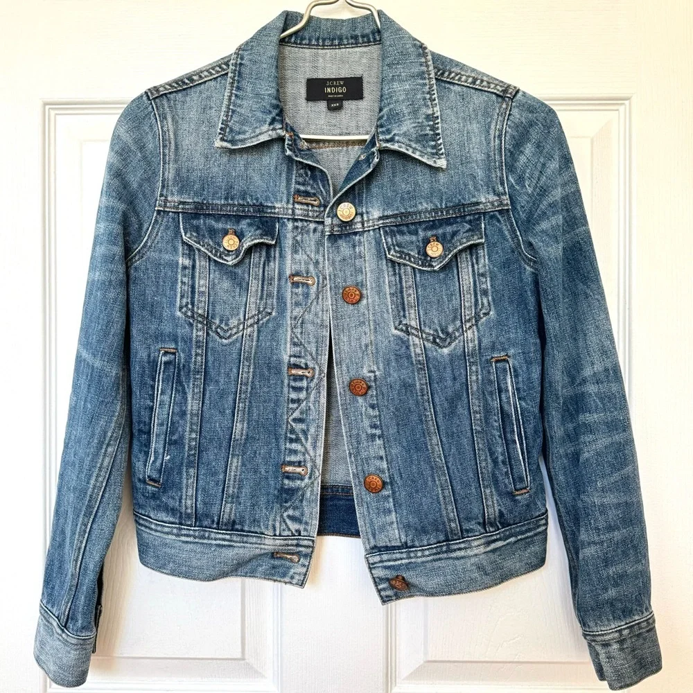 J. Crew ~ Classic Indigo Dark Denim Jean Jacket! - Picture 2 of 15
